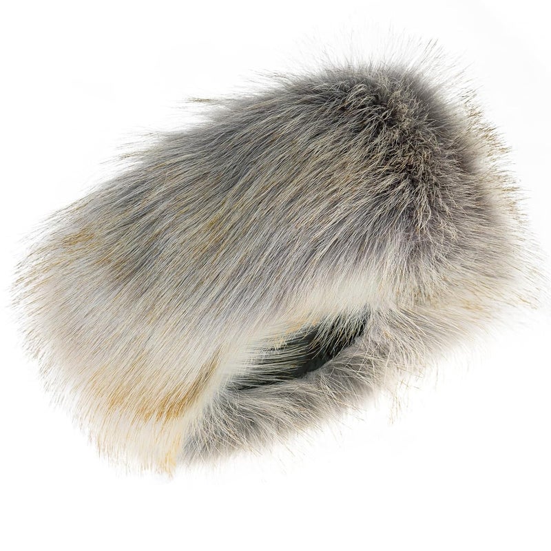 RANOME Faux Fur Headband for Women Elastic Fuzzy Thick Earmuffs Winter Headwrap Ear Muffs Furry Ear Warmers Cold Weather (Silver) - Image 1